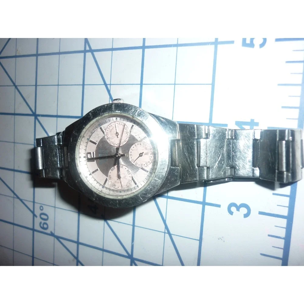 Vtg Casio‎ Quartz Watch Pink Multi Dial Stainless Steel LTP-2069 Works